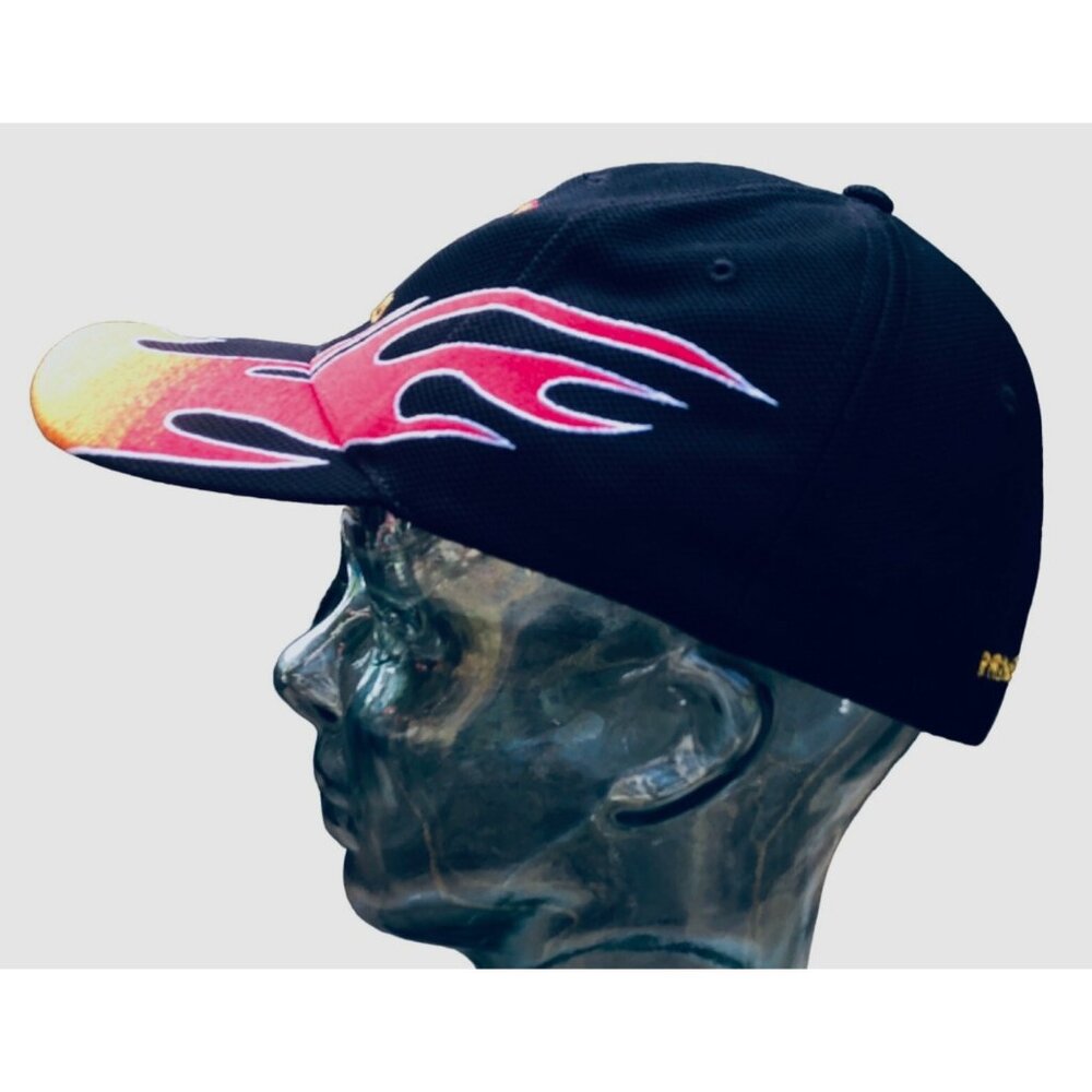 Norm's X-treme Prineville Oregon NU-FIT Black 6 Panel Cap with Flame Graphic Bik - Picture 2 of 7